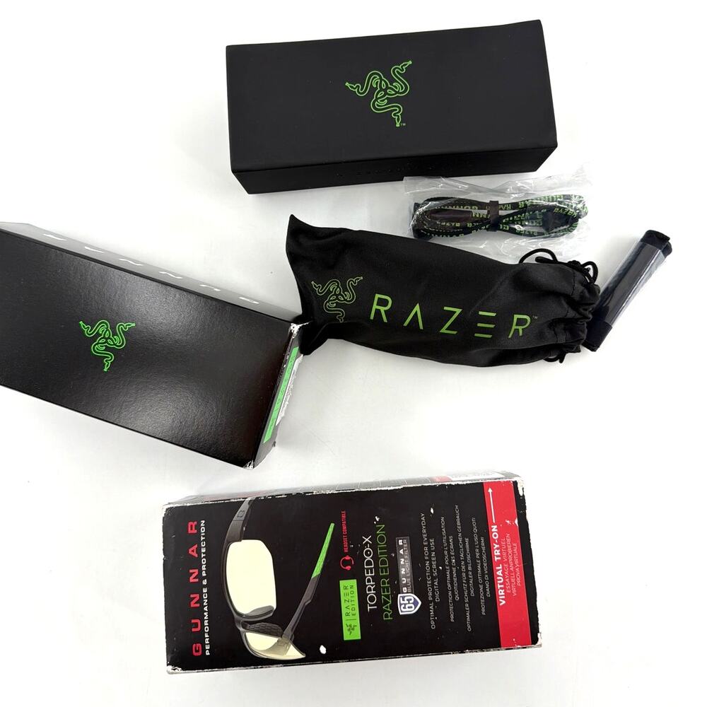 Gunnar Onyx Amber Torpedo-X Razer Edition Bluelight Performance Gaming Glasses